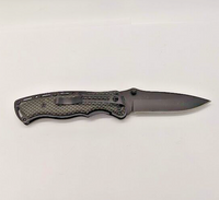 Unbranded Drop Point Plain Edge Black Gray Frame Lock Folding Pocket Knife