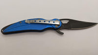 Wartech USA Trailing Point Folding Pocket Knife Blue Handle 4.5" Plain Blade