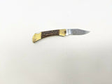 Hoffritz Italy Folding Pocket Knife Rostfrei Single Blade Bone and Brass Handle