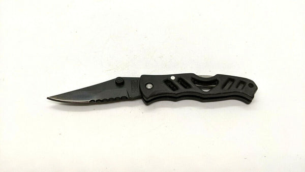 Miller's Creek Small Folding Pocket Knife Combo Edge Lockback Black ABS Handle