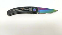Rite Edge Rainbow Blade Folding Pocket Knife Liner Lock Combo Edge G10 Black