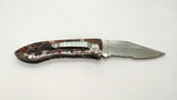 Maxam Liner lock Folding Pocket Knife Combo Edge Stainless Steel Camo Coated