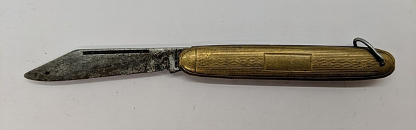 Vintage Colonial Plain Clip Point Blade Gold Color Folding Pocket Knife