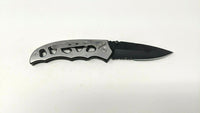 Northwest Trail Folding Pocket Knife Liner Lock Black Steel Blade Silver Handle