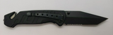 Shrade Liner Lock Combination Tanto Point Blade Black Folding Pocket Knife