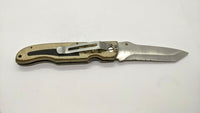 Frost Cutlery "Gold Finger" Folding Pocket Knife Combo Edge Tanto Liner Lock SS