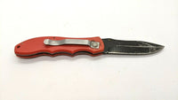 Frost Cutlery Fire Fighter Folding Pocket Knife Liner Lock Plain Edge Blade Red