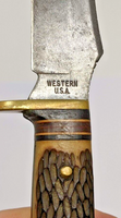 Western USA L39 8 1/8" Stag Handle Full Tang 4 1/4" Plain Blade *No Sheath*