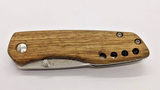 Harita M011B Tactical Partially Serrated Wood Handle Folding Pocket Knife