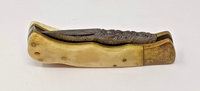 Damascus Steel Folding Pocket Knife 2.75" Plain Clip Point Blade Brass