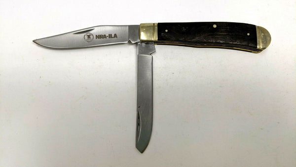 Stone River LTD NRA-ILA Trapper Folding Pocket Knife 2 Blade 3 Pin Wood & Brass