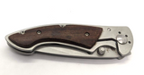 Ozark Trail Folding Pocket Knife Stainless Steel Plain Edge Frame Wood Inlay