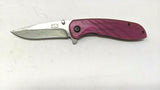 Master USA Ballistic MU-A017 Folding Pocket Knife Liner Plain Edge Pink Plastic