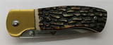 Ozark Trail Liner Lock Plain Drop Point Blade Bone Handle Folding Pocket Knife