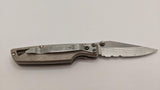 Buck Knife USA 2002 Partially Serrated Blade Clip Point Silver Pocket Knife