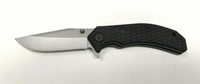 Rampart China Folding Pocket Knife Plain Liner Spring Assisted Black G10 Handle