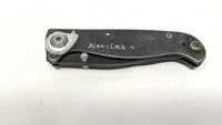 John Deere All Black Stainless Steel Folding Pocket Knife Combo Clip Point Frame
