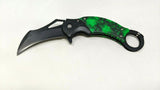 Karambit Tactical Folding Pocket Knife Assisted Plain Liner Finger Ring Nylon