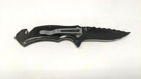 Razor Tactical Rescue Folding Pocket Knife 440 Stainless Steel Plain Liner Black