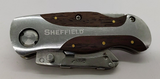 Sheffield Lockback Plain Razor Blade Wood Handle Folding Pocket Knife