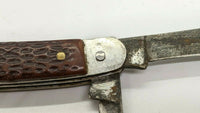 Vintage Sabre Japan #605 Jack Folding Pocket Knife 2 Blade Jigged Bone Handle