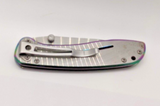 Frost USA Plain Edge Drop Point Design Handle Rainbow Edges Folding Pocket Knife