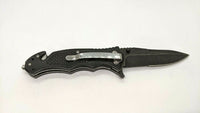 Steinburcke Tactical Rescue Folding Pocket Knife Assisted Combo Liner Black SS