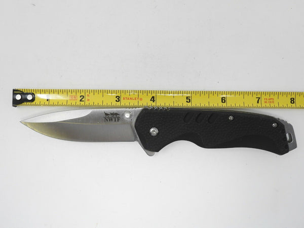 NWTF Black Single Plain Edge Folding Linerlock Pocket Knife