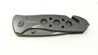 Kirby Rescue Stainless Steel Gray Folding Pocket Knife Liner Plain Belt Cutter