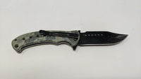 AI Blades Brand Folding Pocket Knife Plain Edge Camo Print Liner Lock Assisted