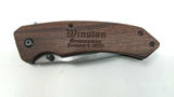 Tac-Force TF-922 Folding Pocket Knife Plain Edge Liner Wood "Winston" Engraved