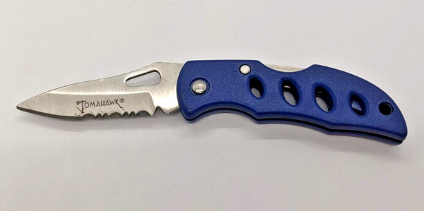 Tomahawk XL1483 Blue Partially Serrated Lock Back Folding Pocket Knife