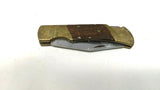 Pakistan 13057-A Hunting Folding Pocket Knife Plain Lockback Wood Brass Bolsters
