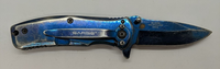 Sarge Frame Lock Plain Drop Point Blade Blue Color Folding Pocket Knife