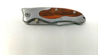 Sarge Stainless Steel & Wood Folding Pocket Knife Plain Edge Liner Lock